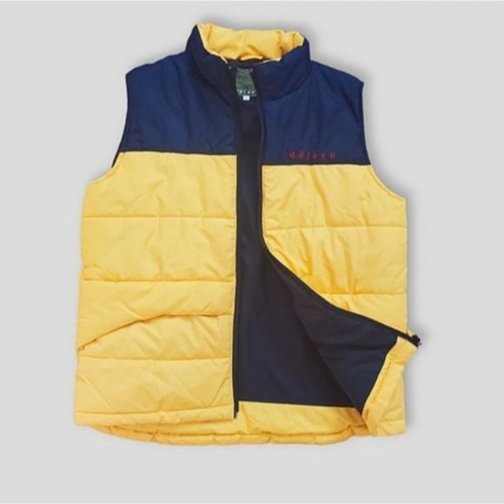 Dejavu Puffer Sporty Vest- Color Block Blue/Yellow- Size 14 Youth (Small…